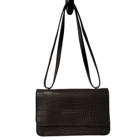 Claudia Canova Y2K Black Crocodile Print Bag with Adjustable Straps - Picture 3 of 9